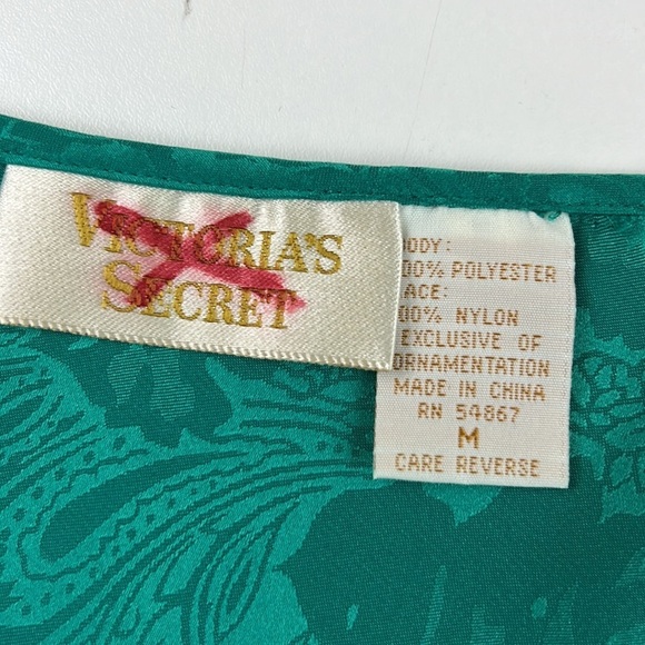 VICTORIA'S Secret Chemise Green Damask Slip Negligee - Picture 3 of 8